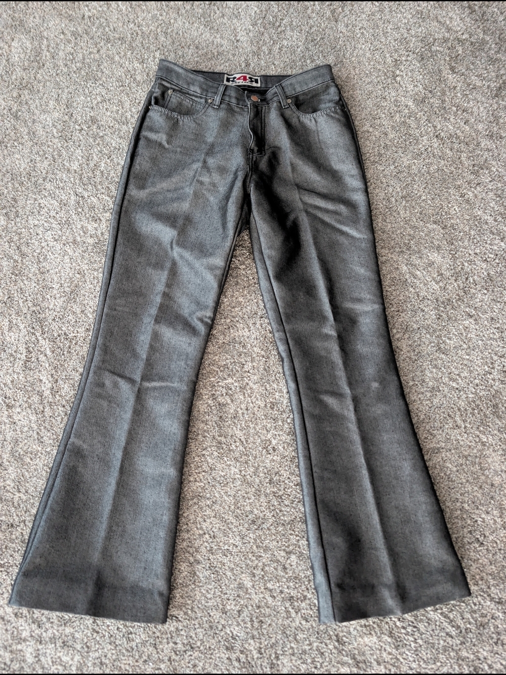 Vintage Y2K R4R Rave 4 Real Metallic Coated Flare Jeans Sz 9